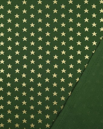 Coton Noel moyenne Etoiles dorées vert - Mercerine