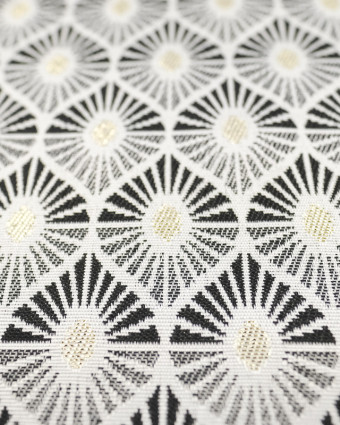 Tissu Jacquard au mètre : Jacquard noir géométrique Zafira doré - Mercerine