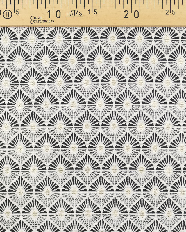 Tissu Jacquard au mètre : Jacquard noir géométrique Zafira doré - Mercerine