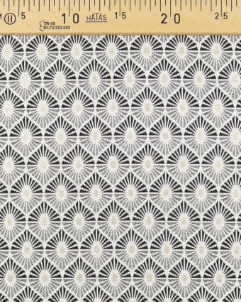 Tissu Jacquard au mètre : Jacquard noir géométrique Zafira doré - Mercerine