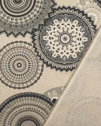 Tissu effet lin Mandala Gris - Mercerine