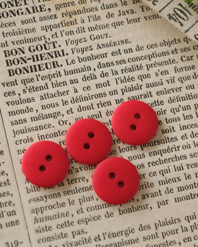 Bouton à coudre : rouge mat 2 trous - Mercerine