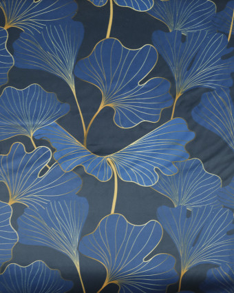 Velours imprimé feuilles de Ginko Bleu