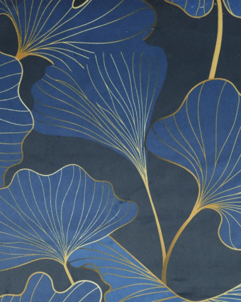 Velours imprimé feuilles de Ginko Bleu - Mercerine