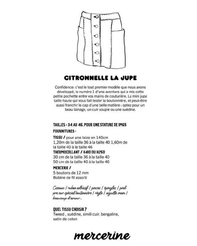 Citronnelle la jupe : patron de couture - Mercerine