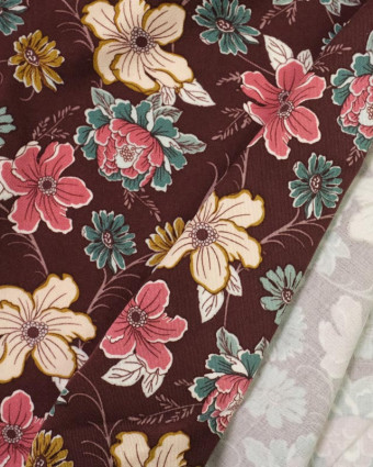 Tissu au mètre : Viscose stretch imprimée Fleur romantique - Mercerine