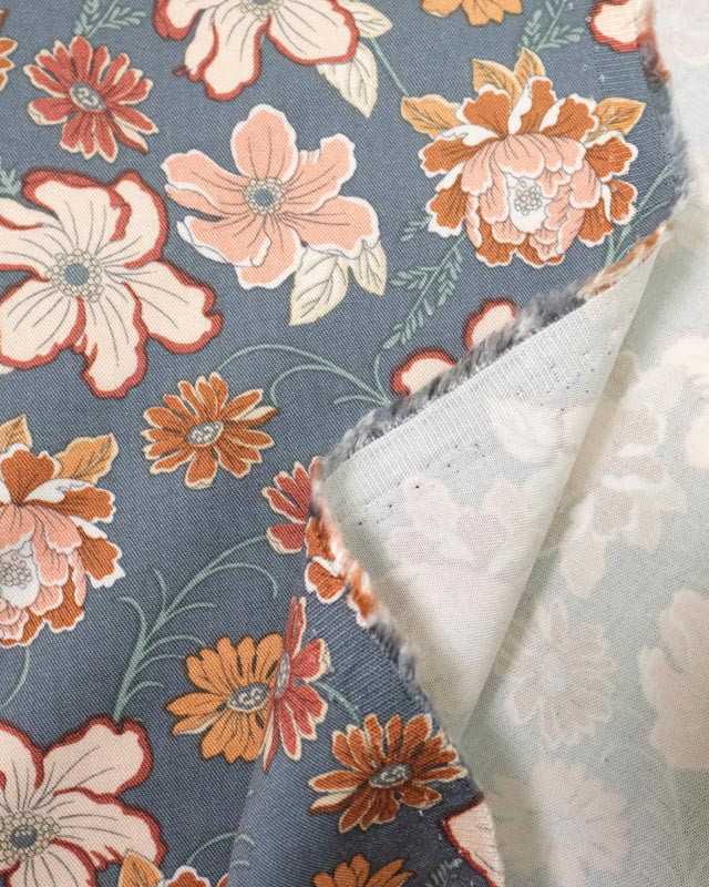 Tissu au mètre : Viscose stretch imprimée Fleur romantique - Mercerine