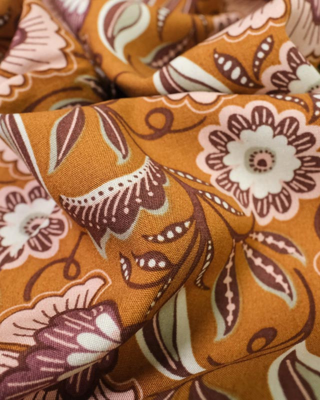 Tissu Viscose imprimée Fleur Indienne - Dispo 3 couleurs - Mercerine