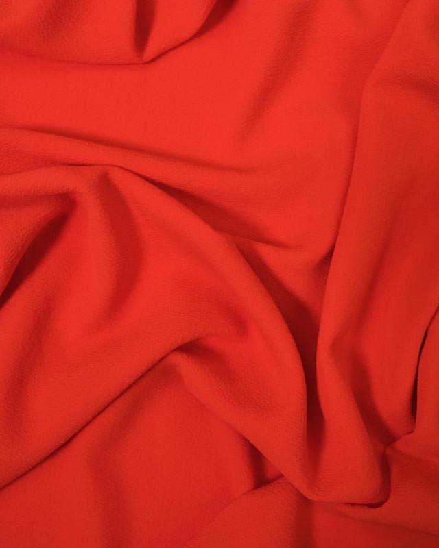 Tissu Crepe Rouge Orange Vermillon Bubble - Mercerine