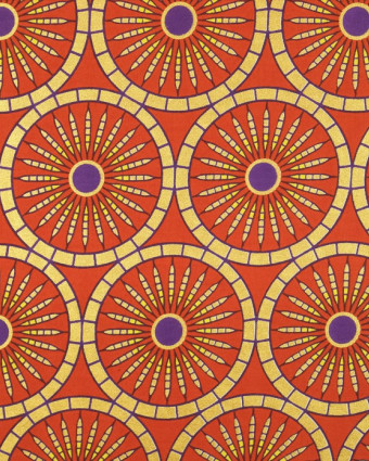 Tissu wax rouge cercles soleil lurex - Mercerine