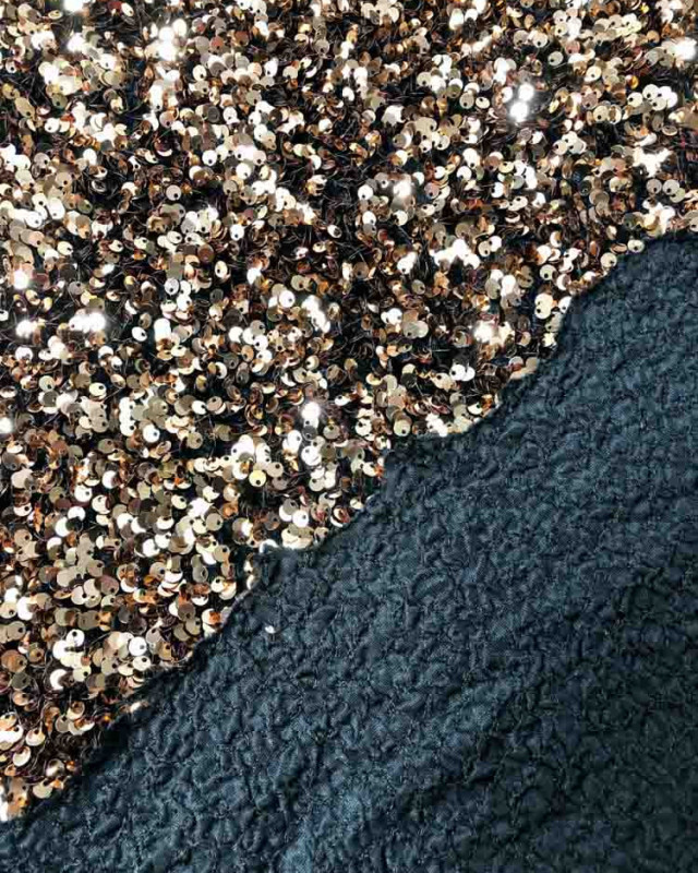 Tissu Sequins épais : Noir ou Doré - Mercerine