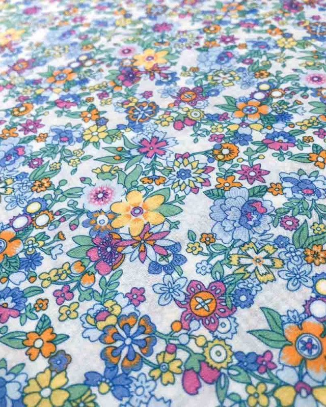 Tissu viscose Liberty Fabrics Floral Waltz bleu vert - Mercerine