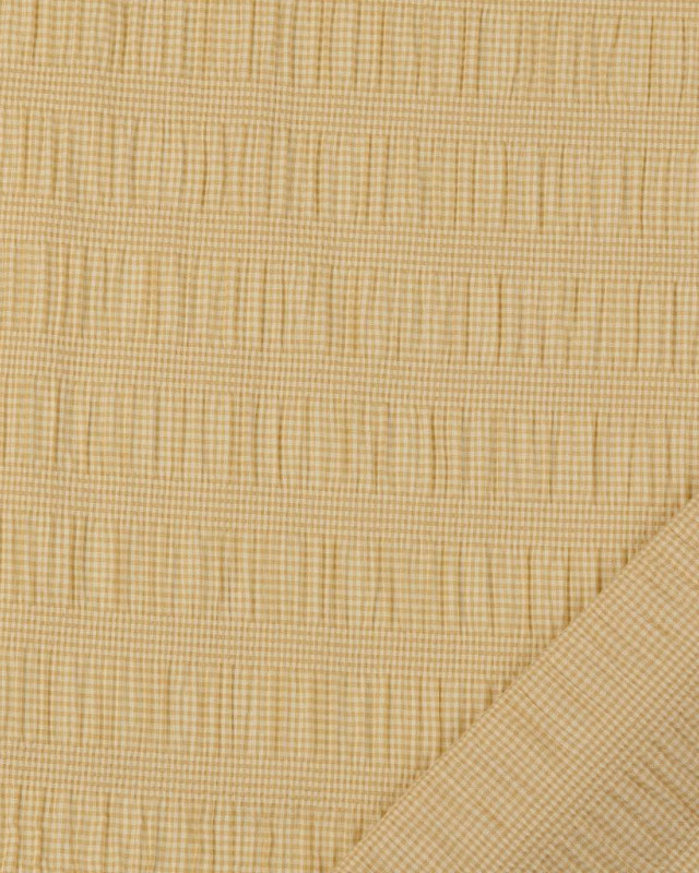 Tissu Seersucker Froisse Fines Rayures Stretch Paille - Mercerine