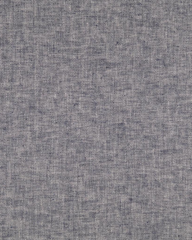 Tissu Twill De Lin Chevron Bleu Marine - Mercerine