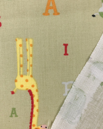 Tissu Coton imprimé Alphabet et animaux Vert Oekotex - Mercerine