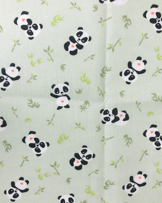 Tissu coton Panda Fond Vert Pastel Oekotex - Mercerine