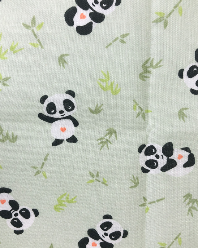 Tissu coton Panda Fond Vert Pastel Oekotex - Mercerine