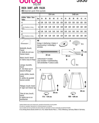 Patron de couture 2023 - Patron Jupe Burda 5930 - Mercerine