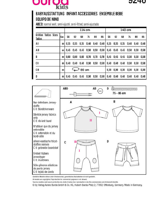 Patron de couture - Patron Layette bébé Burda 9246 - Mercerine