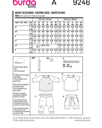 Patron de couture - Patron Layette bébé Burda 9246 - Mercerine