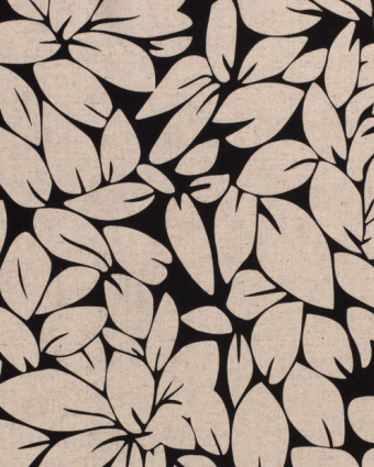 Tissu Viscose Lin imprimé feuilles fond lin - Mercerine