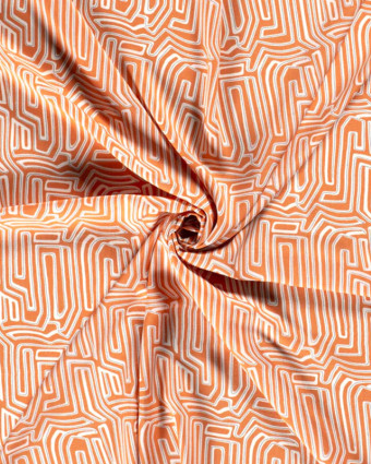 Viscose motif Labirynthe : disponible en orange, citron et noir - Mercerine