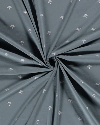 Jersey coton Parapluie Bleu Gris Oeko-tex - Mercerine