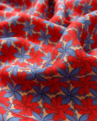 Tissu au mètre : Viscose Flowers Géométrique Ultra Coloré Rouge - Mercerine