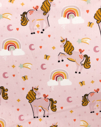 Popeline de coton Licorne OekoTex : Prune, Rose ou Ocre - Mercerine