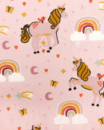 Popeline de coton Licorne OekoTex : Prune, Rose ou Ocre - Mercerine