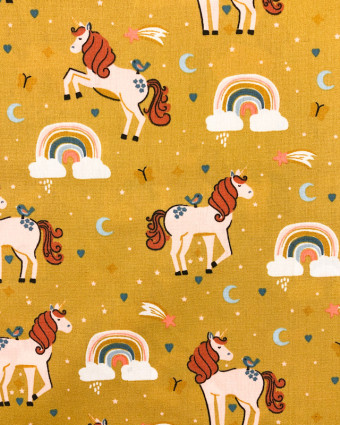 Popeline de coton Licorne OekoTex : Prune, Rose ou Ocre - Mercerine