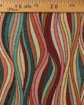 Tissu Jacquard Ameublement Vagues Rayures Multicolores - Mercerine