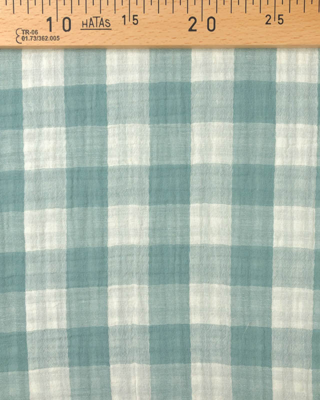 Tissu Double gaze de coton vichy réversible Bleu - Mercerine