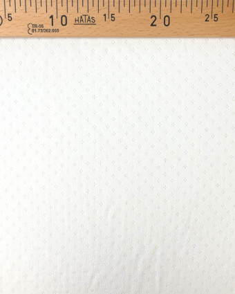 Tissu en ligne : Maille Jersey ajourée unie blanc OekoTex - Mercerine