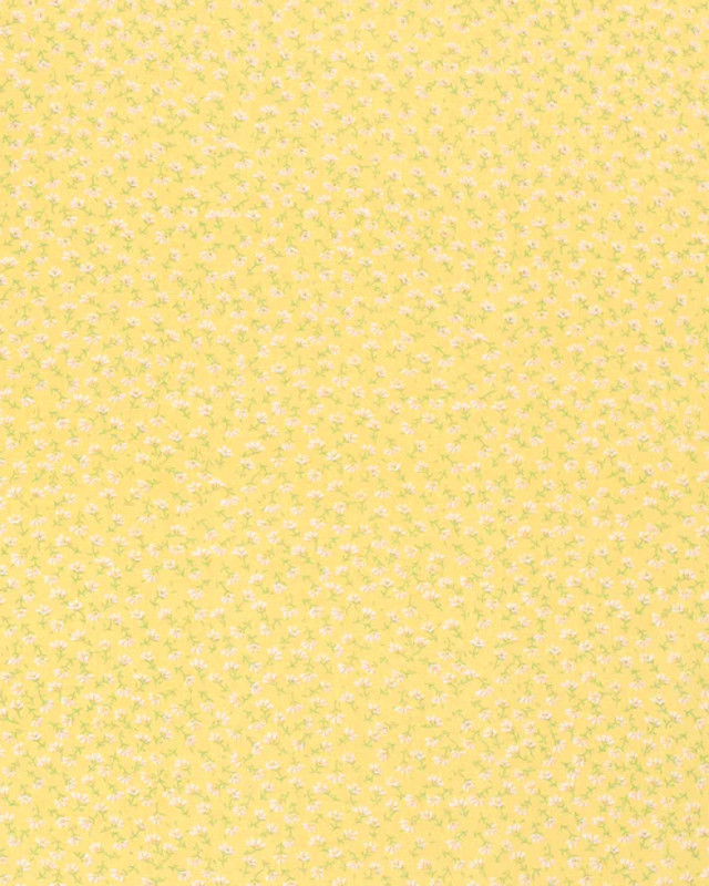 Popeline De Viscose Champs De Petites Fleurs Jaune Clair - Mercerine