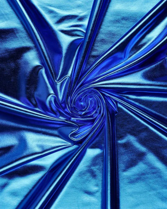 Tissu lamé brillant bleu stretch - Mercerine