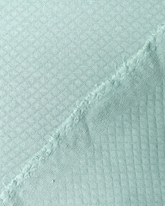 Jersey coton matelassé bleu Celadon - Mercerine