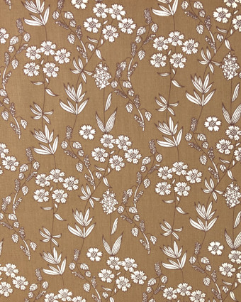 Coton imprimé fleurs Eugenie Beige Foncé - Mercerine