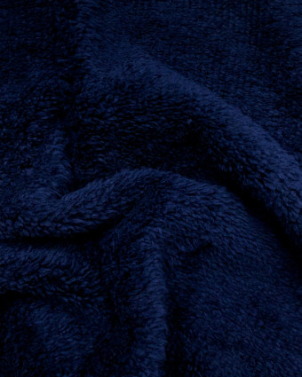 Tissu Maille Chenille Doublee Sherpa Marine   - Mercerine