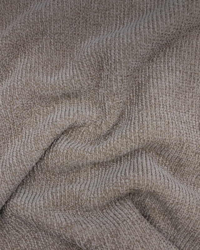 Tissu Maille Chenille Doublee Sherpa Taupe   - Mercerine