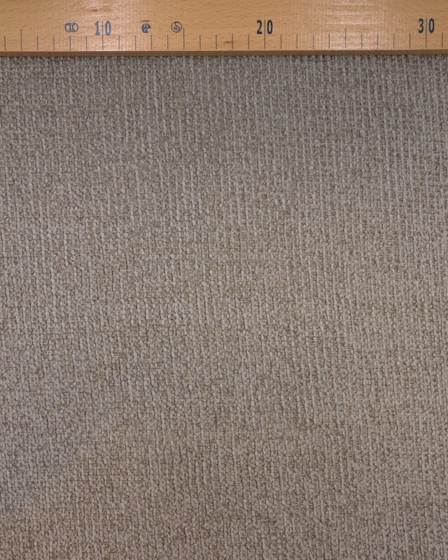 Tissu Maille Chenille Doublee Sherpa Taupe   - Mercerine