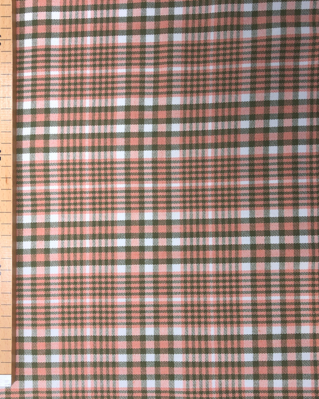 Tissu Tartan imprimé Carreau vert et rose - Mercerine