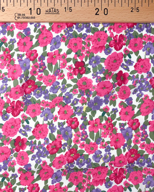 Popeline de Coton Rosa Fleur Fuchsia et Violet : tissu en ligne - Mercerine