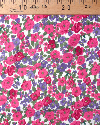 Popeline de Coton Rosa Fleur Fuchsia et Violet : tissu en ligne - Mercerine