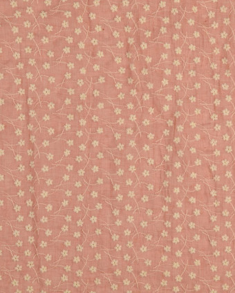 Tissu Broderie Anglaise Vieux Rose   - Mercerine