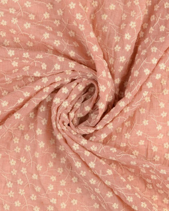 Broderie Anglaise Fleuri Vieux Rose  - Mercerine