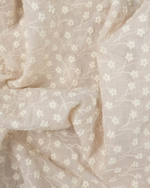 Tissu Broderie Anglaise Ecru   - Mercerine