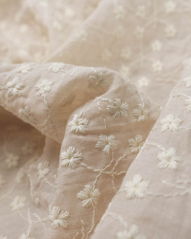 Tissu Broderie Anglaise Ecru   - Mercerine