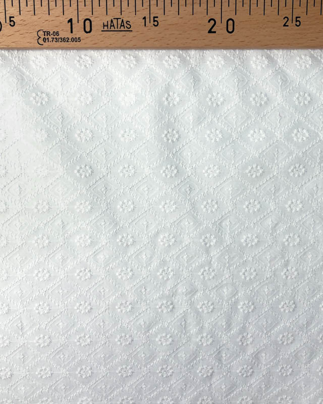 Broderie Anglaise Blanc Crème Losange et Pissenlit - Mercerine