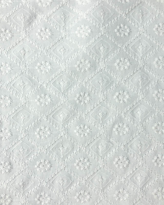 Broderie Anglaise Blanc Crème Losange et Pissenlit - Mercerine